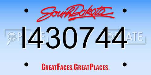I430744 South Dakota License Plate