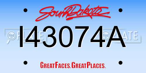 I43074A South Dakota License Plate