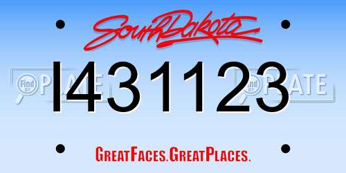 I431123 South Dakota License Plate