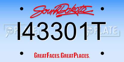 I43301T South Dakota License Plate
