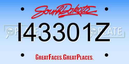 I43301Z South Dakota License Plate
