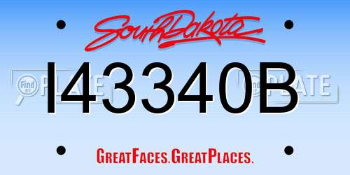 I43340B South Dakota License Plate