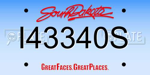 I43340S South Dakota License Plate