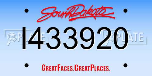 I433920 South Dakota License Plate