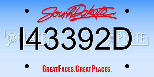 I43392D South Dakota License Plate