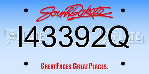 I43392Q South Dakota License Plate