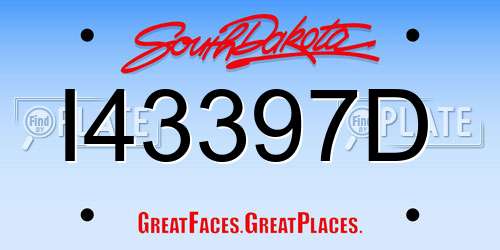 I43397D South Dakota License Plate