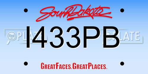 I433PB South Dakota License Plate