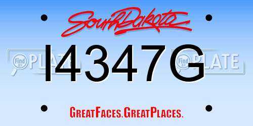 I4347G South Dakota License Plate