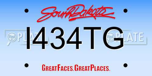 I434TG South Dakota License Plate