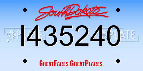 I435240 South Dakota License Plate