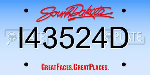 I43524D South Dakota License Plate