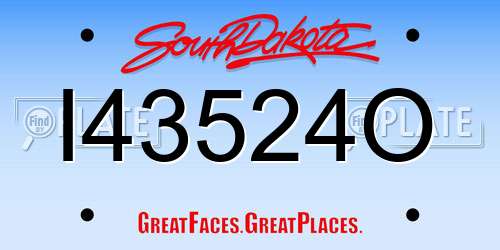 I43524O South Dakota License Plate