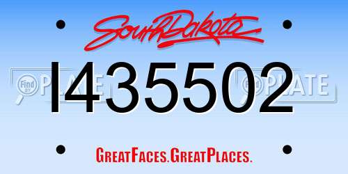 I435502 South Dakota License Plate