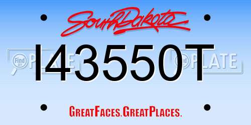 I43550T South Dakota License Plate