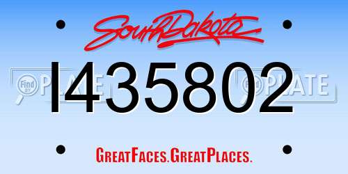 I435802 South Dakota License Plate