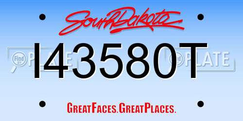 I43580T South Dakota License Plate