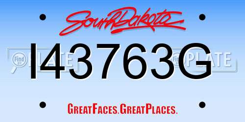 I43763G South Dakota License Plate