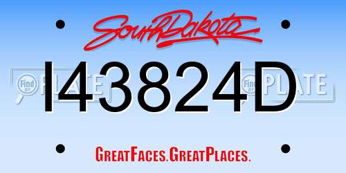 I43824D South Dakota License Plate