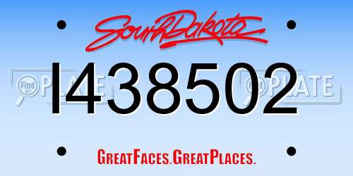 I438502 South Dakota License Plate
