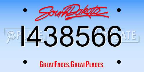 I438566 South Dakota License Plate