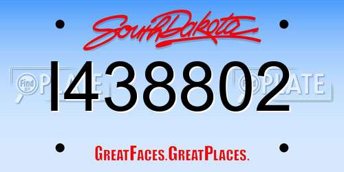 I438802 South Dakota License Plate