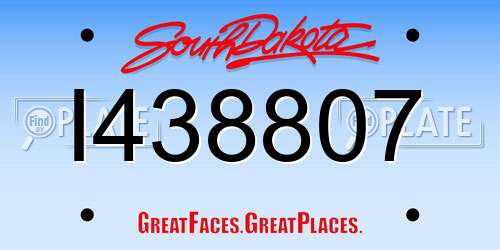 I438807 South Dakota License Plate