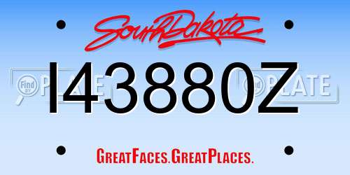 I43880Z South Dakota License Plate