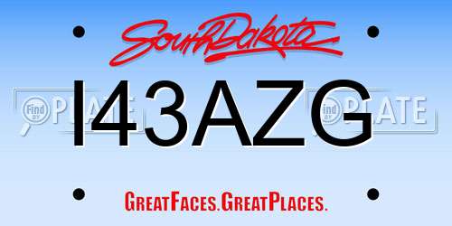 I43AZG South Dakota License Plate