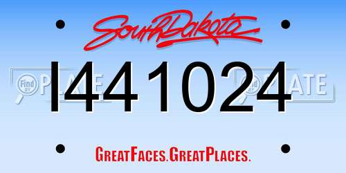 I441024 South Dakota License Plate