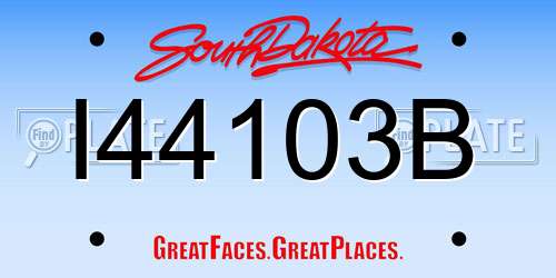 I44103B South Dakota License Plate