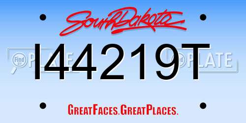 I44219T South Dakota License Plate