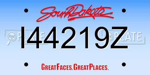 I44219Z South Dakota License Plate