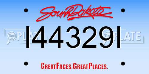 I44329I South Dakota License Plate