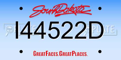 I44522D South Dakota License Plate
