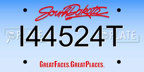I44524T South Dakota License Plate