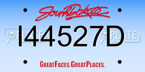 I44527D South Dakota License Plate