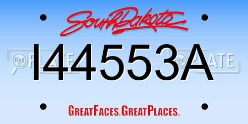 I44553A South Dakota License Plate