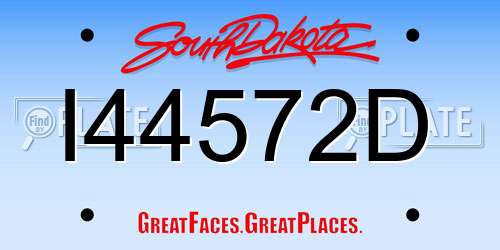 I44572D South Dakota License Plate