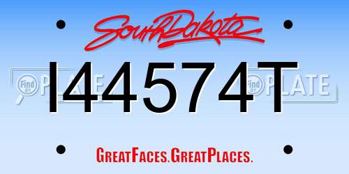 I44574T South Dakota License Plate