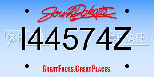 I44574Z South Dakota License Plate