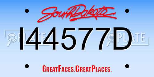 I44577D South Dakota License Plate