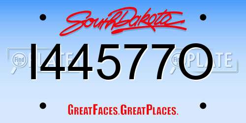 I44577O South Dakota License Plate