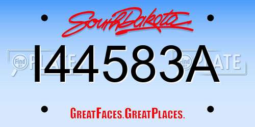 I44583A South Dakota License Plate