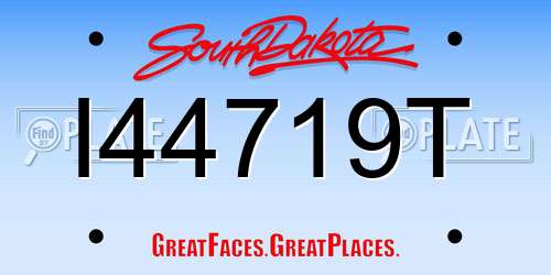 I44719T South Dakota License Plate