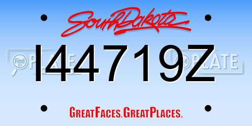 I44719Z South Dakota License Plate