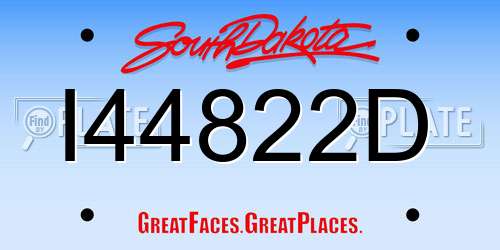 I44822D South Dakota License Plate