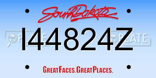 I44824Z South Dakota License Plate