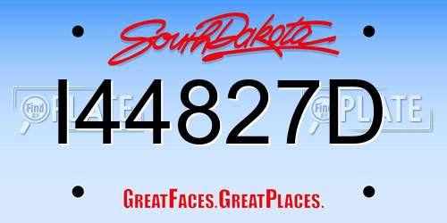 I44827D South Dakota License Plate