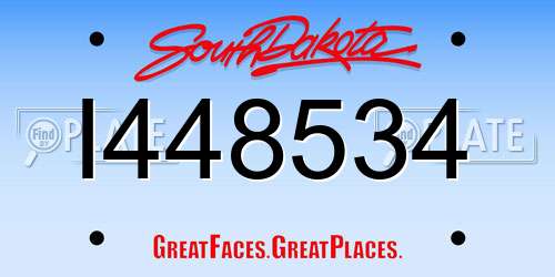 I448534 South Dakota License Plate